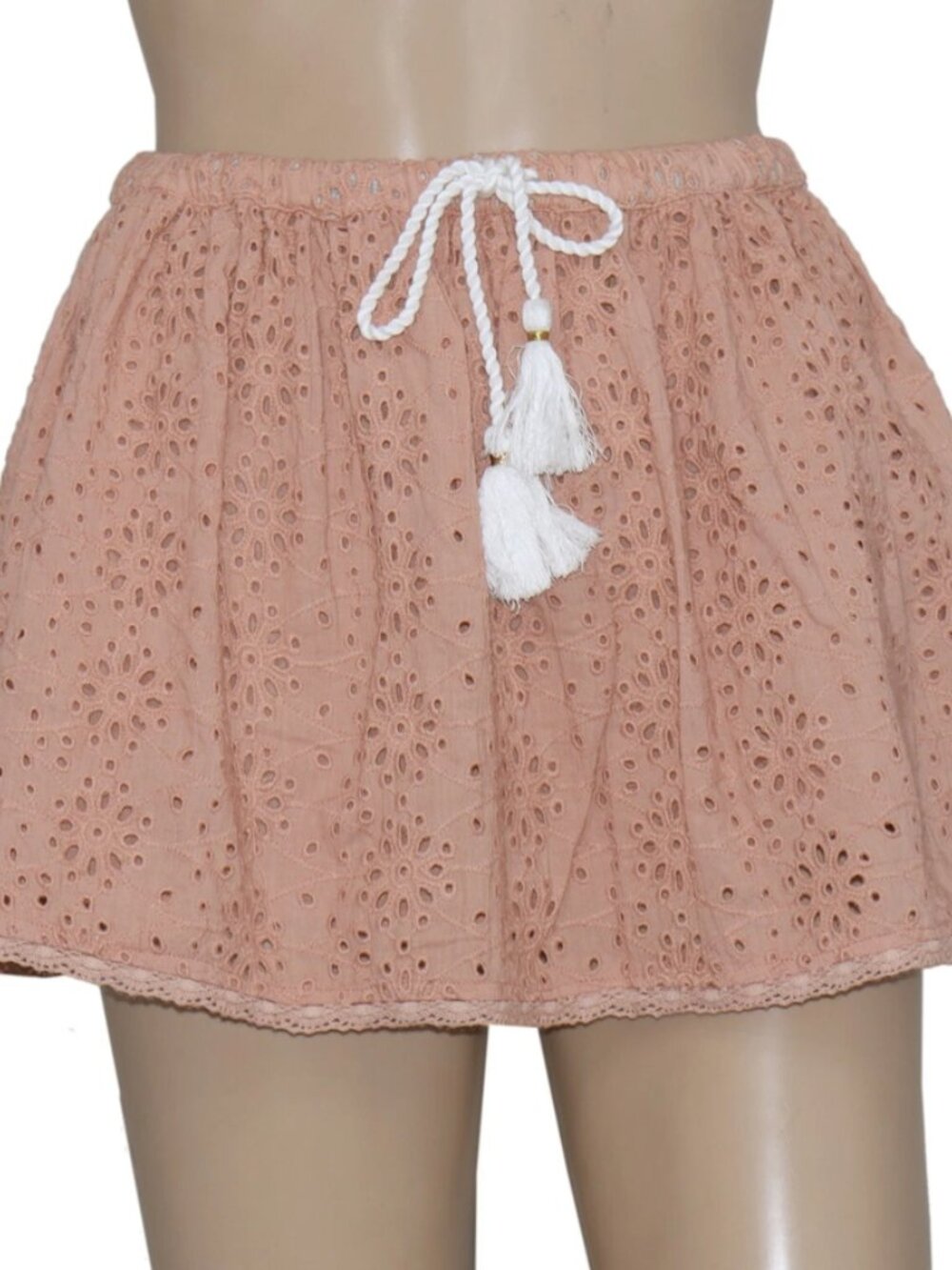 Buho Girls Kids Beach Eyelet Embroidered Lace Trim Drawstring Mini Skirt S 3 Yr